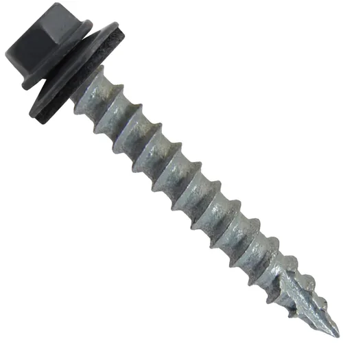 Vista 25 de Tornillos para techos de metal #14 (750) Tornillos x 1-1/2 "ABC Gris Arandela hexagonal Tornillo de techo de chapa metálica para techo.