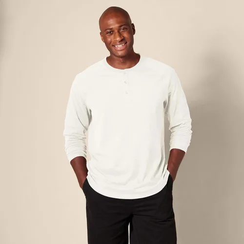 Vista 6 de Tienda Essentials Camisa Henley de manga larga ajustada para hombre