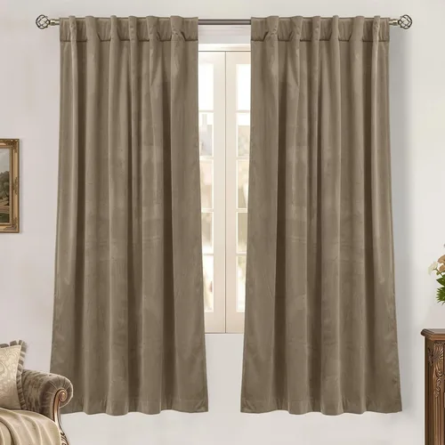 Vista 53 de BGment Cortinas de terciopelo rosa polvoriento, 2 paneles de 84 pulgadas, 2 paneles para sala de estar, aislamiento térmico de lujo, reducen