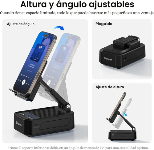 Vista 7 de Soporte para teléfono celular con altavoz Bluetooth de inducción inalámbrica instantánea, sin necesidad de emparejamiento Bluetooth, conexión en 1