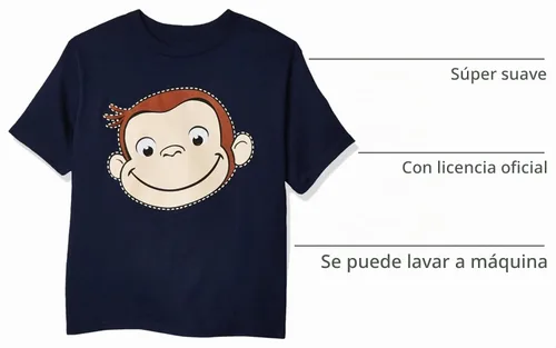 Vista 4 de Curious George Camiseta de manga corta para niños marino
