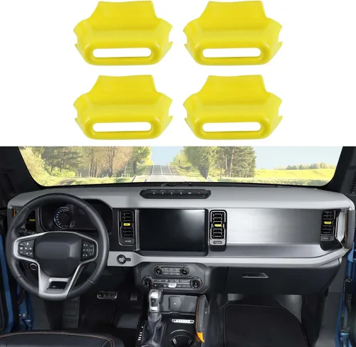 Vista 8 de Jimen Compatible con Ford Bronco 2021-2023, 4 piezas de cubierta de botón de ajuste de ventilación de aire de consola central (azul)