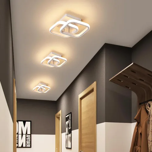 Vista 3 de Lámpara de techo LED, lámpara cuadrada blanca de 18 W, 3000 K-6000 K, lámpara de techo opcional de montaje empotrado, moderna para sala de estar