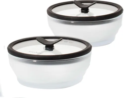 Vista 10 de Anyday - Set de 2 envases de vidrio para almacenamiento de alimentos con tapas de vidrio Set de preparación de comidas sin plástico Set