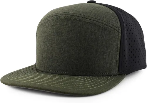 Vista 7 de Trendy Apparel Shop Oversize XXL 6 Panel Camper Style Performance Snapback Cap Azul marino y blanco