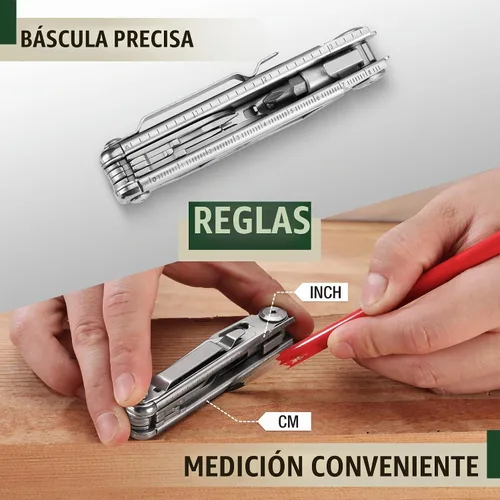 Vista 6 de Mossy Oak - Cuchillo multiherramienta plegable de bolsillo 12 en 1 con funda, cuchillo multiherramienta de acero inoxidable con clip, herramientas