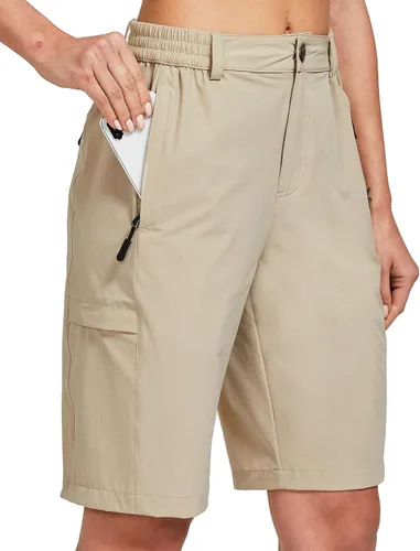 Vista 2 de FitsT4 - Pantalones cortos de senderismo ligeros para mujer, de secado rápido, protección solar, resistente al agua, con múltiples bolsillos