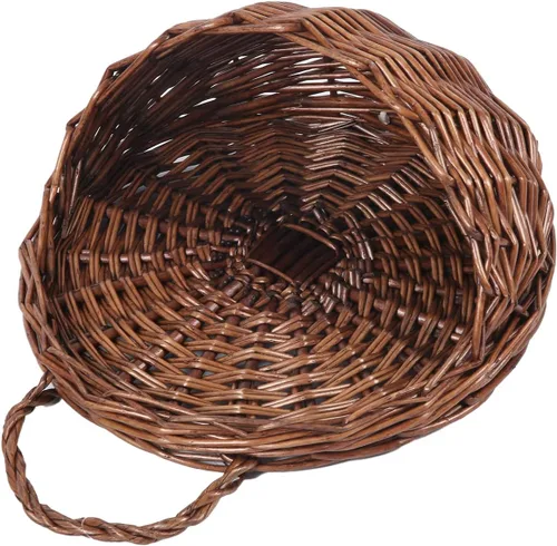 Vista 6 de JJSQYLAN JJSQ - Cesta de almacenamiento colgante de mimbre tejida a mano, decoración de pared para el hogar, jardín, boda, marrón, 14.2 x 11.8 x 4.7