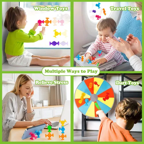 Vista 5 de Juguetes texturizados con ventosa para niños, 40 juguetes de baño para niños de 4 a 8 años, juguete sensorial para bebés de 3 años, juguete de baño