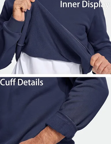Vista 10 de MAGCOMSEN Sudadera de cuello redondo para hombre de manga larga casual cálida de forro polar