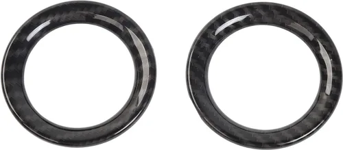 Vista 7 de CheroCar Cubierta del altavoz de la puerta delantera para Jeep Grand Cherokee 2011-2020, grano de fibra de carbono, 2 piezas/juego