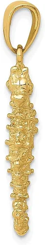 Vista 2 de Collar con colgante de caballito de mar 3D de oro amarillo de 14 quilates, joyería fina para mujer, regalos para ella