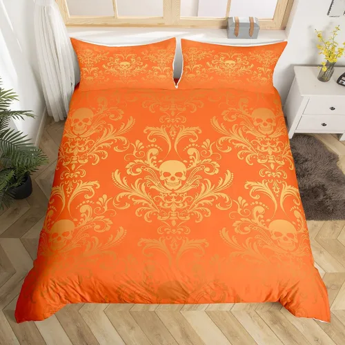 Vista 21 de Erosebridal Juego de ropa de cama gótica de damasco para adultos, funda de edredón victoriana antigua, tamaño individual, funda de edredón gótica