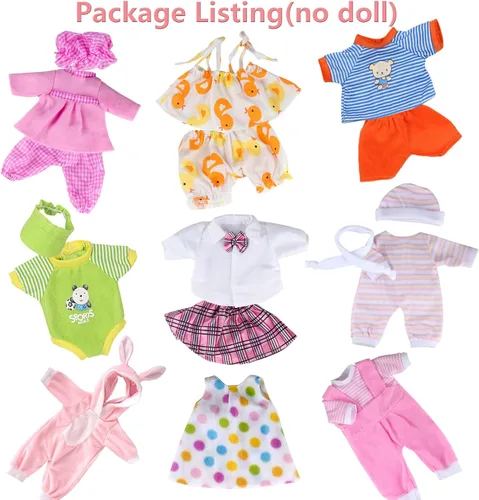 Vista 3 de Alive - Accesorios de ropa para muñecas de bebé, 9 conjuntos para muñeca de bebé de 14 a 15 pulgadas y muñeca de 18 pulgadas, vestido de ropa