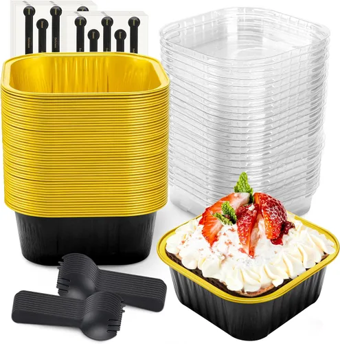 Vista 19 de NPLUX Mini moldes para pasteles de Halloween, 50 onzas, color oro negro