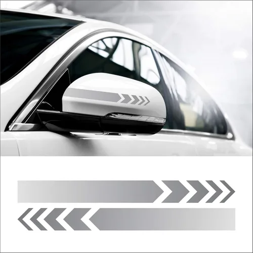 Vista 7 de Juego de 2 calcomanías gráficas de vinilo para espejo lateral de automóvil, SUV, calcomanías de rayas de 8 pulgadas de ancho (negro)