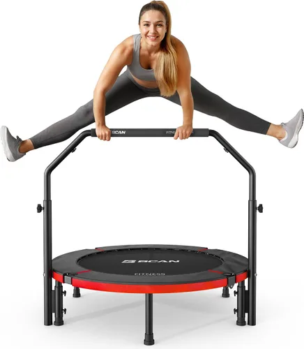 Vista 11 de BCAN SP3 40"/48" Foldable Mini Trampoline, Rebounder Trampoline for Adults, U/T Adjustable Foam Handle, Exercise Rebounder for Adults Indoor/Garden
