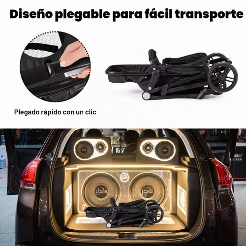 Vista 6 de Baby Joy - Cochecito de bebé, 2 en 1 convertible para cochecito de bebé, cochecito con cubierta para pies, soporte para tazas, gran espacio de Negro
