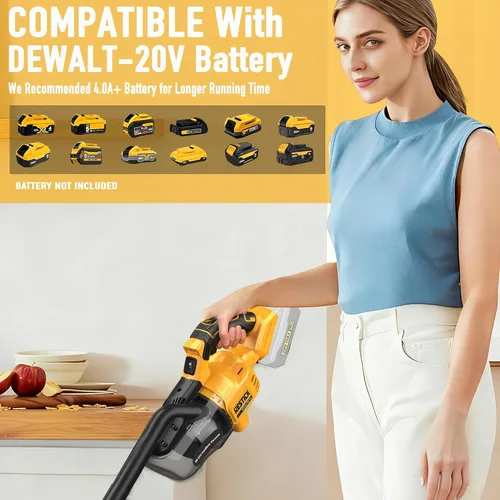 Vista 3 de Aspiradora inalámbrica compatible con batería Dewalt de 20 V (sin batería), 50 kPa 125 AW de succión fuerte 5 filtros HEPA Boquilla 4 en 1