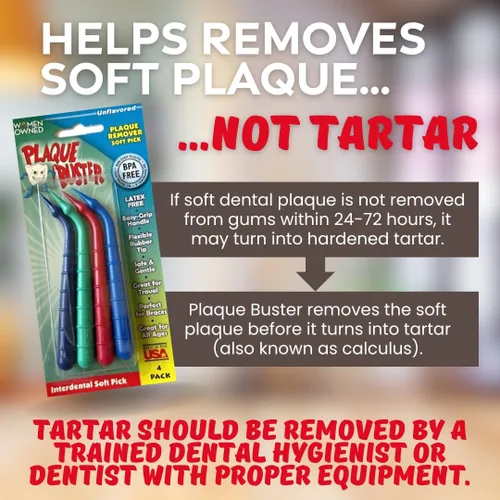 Vista 4 de Plaque Buster Púa interdental suave, estimulador de encías y removedor de placa, fabricado en Estados Unidos, para salud bucal y encías saludables
