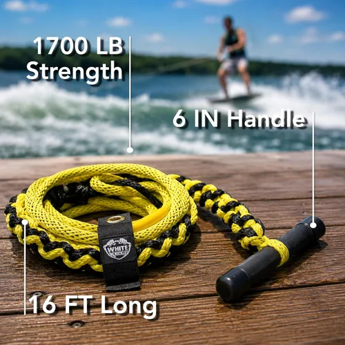 Vista 3 de White Knuckle Wakesurfing Rope, 1700lb Breaking Capacity, 16 Strands, with Handle, for All Skill Levels