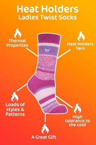 Vista 6 de HEAT HOLDERS Women's Thermal Stripe Socks Size 5-9 US