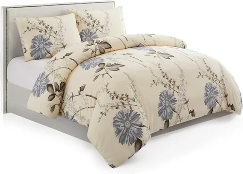 Vista 119 de Marina Decoration Juego de funda de edredón de 3 piezas con 2 fundas de almohada, diseño de rayas negras y grises, tamaño doble/matrimonial