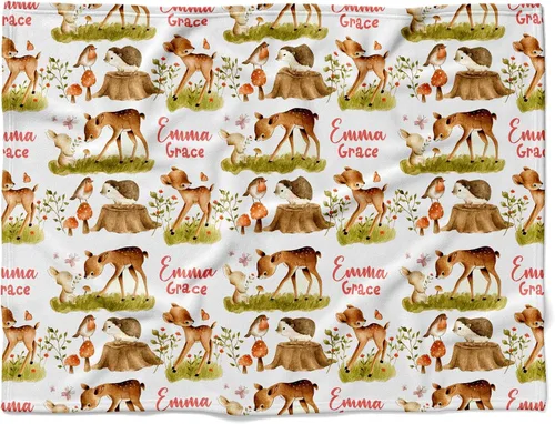 Vista 26 de Manta personalizada de ciervo alpino para bebé, manta personalizada para el cuarto de bebé, manta de vellón suave para la vida silvestre, ropa
