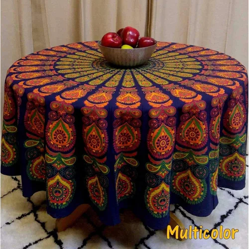 Vista 5 de Tapiz Raajsee de pared, diseño de mandala Azul Naranja