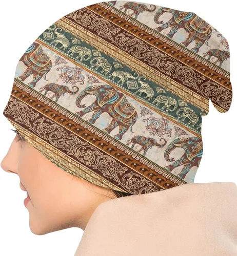 Vista 2 de Gorro de punto con diseño de calavera de azúcar y flores, para adultos, cálido, holgado, regalo para hombres y mujeres