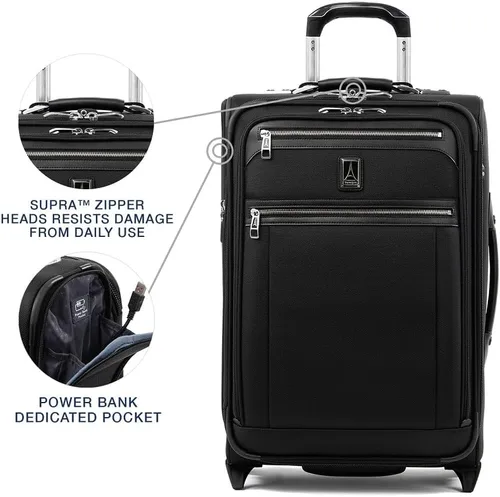 Vista 3 de Travelpro Platinum Elite - Rollaboard expandible de 22 pulgadas, negro sombra, Equipaje vertical expandible Platinum Elite Softside