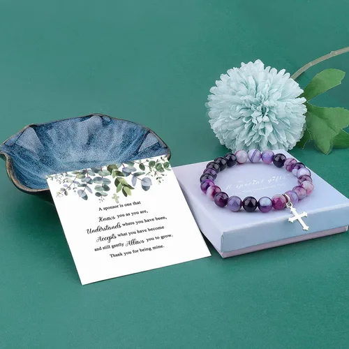 Vista 6 de Regalos de patrocinador de confirmación para mujeres regalos de patrocinador AA para mujeres regalo de agradecimiento patrocinador dije de cruz
