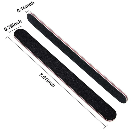 Vista 5 de Karlash Tablero de esmeril profesional de doble cara 7 "lima de uñas negra 100/100 10pcs