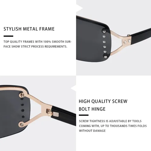 Vista 4 de VANLINKER Elegantes gafas de sol rectangulares sin marco sin montura para mujer