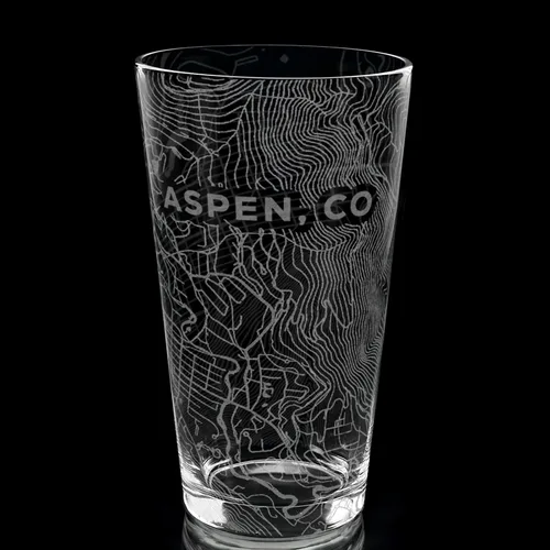 Vista 2 de ASPEN COLORADO - Vaso de pinta grabado Gran idea de regalo de mapa de topografía de montaña de estación de esquí