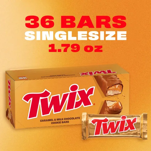 Vista 6 de TWIX Dulces de Chocolate a Granel Envueltos Individualmente, Tamaño Completo, Barra de Dulce de Chocolate con Galleta y Caramelo, Perfecta