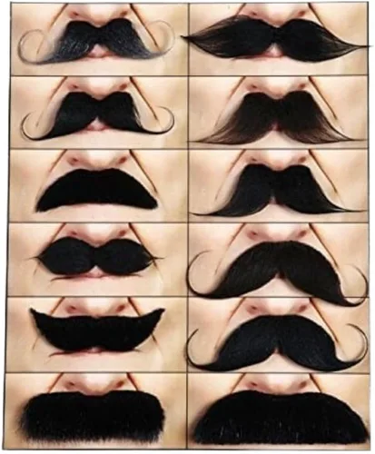 Vista 9 de Mustaches Self-Adhesive Fake Mustache, Synthetic Fur Costume Accessory Set Jengibre