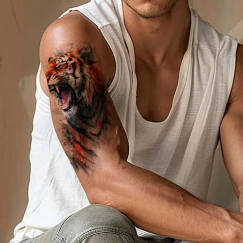 Vista 6 de Everjoy 25 hojas de calcomanías temporales de tatuajes de bestia dura, 12 hojas de tatuajes falsos de animales de acuarela de brazo grande, 13