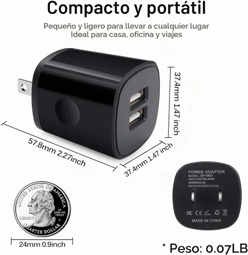 Vista 4 de Cargador Android para Samsung Galaxy J7 Prime/Crown/Star/Sky Pro/Perx, J3 Negro