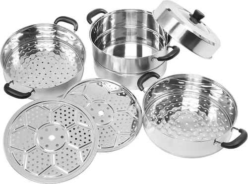 Vista 2 de Concord – Vaporera de 3 pisos de acero inoxidable, utensilios de cocina