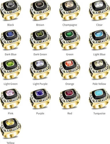 Vista 6 de Anillo de campeonato de acero inoxidable con texto y color personalizados - Trofeo, fútbol americano, béisbol, baloncesto, deportes electrónicos