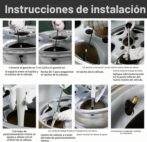Vista 7 de 23 herramientas de vástago de válvula de neumático, kit de instalación de válvula de cambio rápido con vástagos de válvula TR413/TR414, herramienta