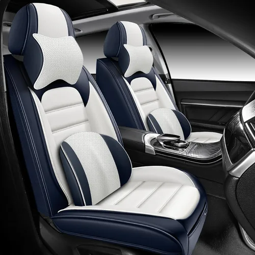 Vista 28 de Fundas de asiento para Chevrolet Chevy Aveo 2004-2011, funda de asiento de automóvil de piel sintética, compatible con bolsa de aire, protector