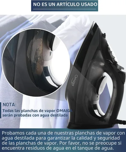 Vista 8 de OMAIGA Plancha de vapor para ropa, plancha de 1500 W con calentamiento rápido, suela de cerámica antiadherente, ráfaga de vapor, autolimpieza