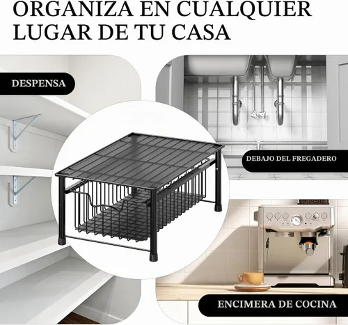 Vista 8 de Simple Houseware - Cajón apilable, color negro