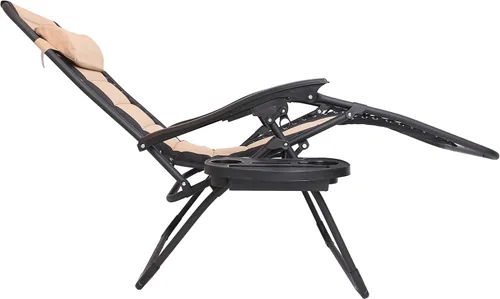 Vista 6 de BTEXPERT Silla reclinable plegable acolchada de gran tamaño con gravedad cero, color negro y marrón
