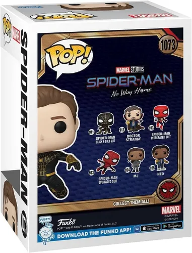 Vista 2 de Funko Figura de Spiderman No Way Home: (negro/dorado) (desenmascarado) (exclusivo de anime AAA)