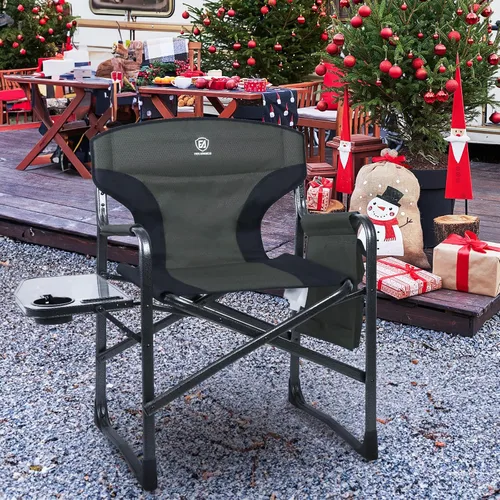 Vista 2 de EVER ADVANCED Silla de camping de aluminio ligero, capacidad de 350 lb Verde oscuro