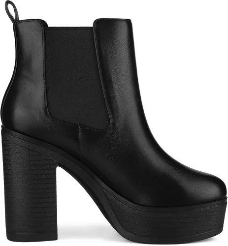 Vista 7 de Allegra K Botines Chelsea de tacón alto con plataforma para mujer