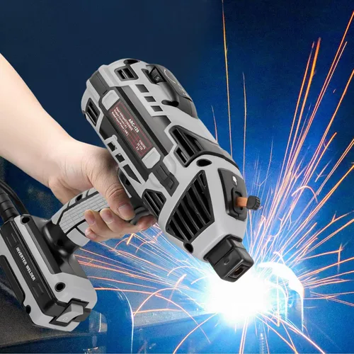Vista 2 de Máquina de soldadura de mano, pistola de soldadura de arco portátil, kit de máquina soldadora eléctrica con caja de herramientas, máquina
